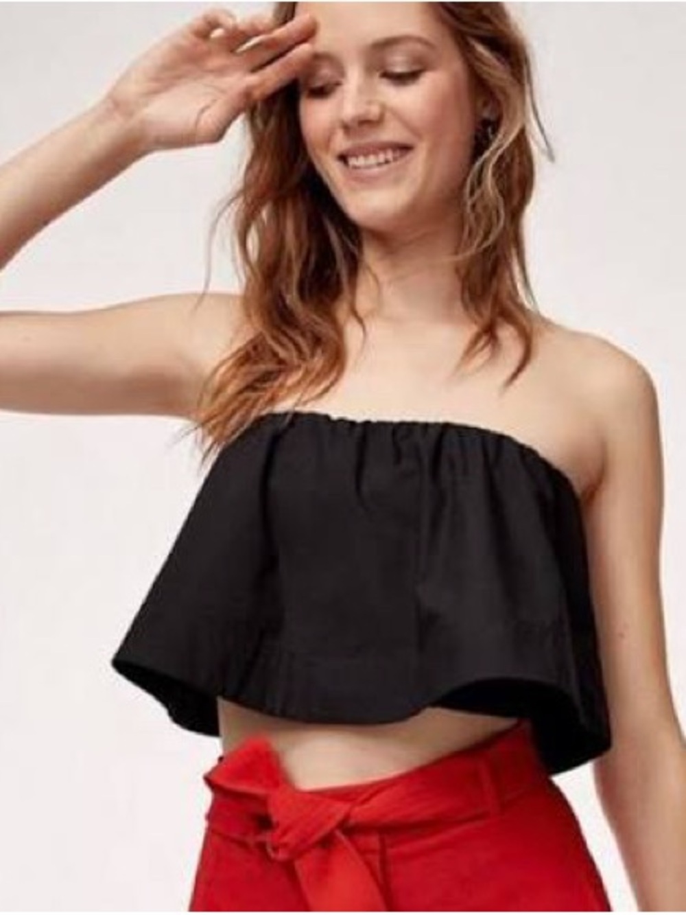 Aritzia Wilfred Black Bonaventure Crop Blouse